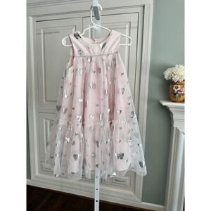Mia & Mimi Girls Pink Tulle Butterfly Party Dress Silver Foil Tiered 5T Easter
